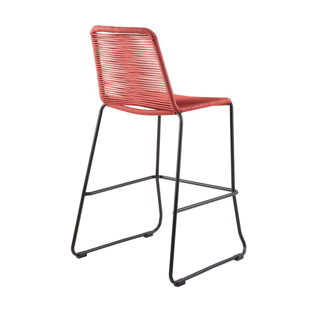 Armen Living - Shasta 30in Outdoor Metal and Brick Red Rope Stackable Barstool - (Set of 2) - LCSTBABLBRK30 veiw 4