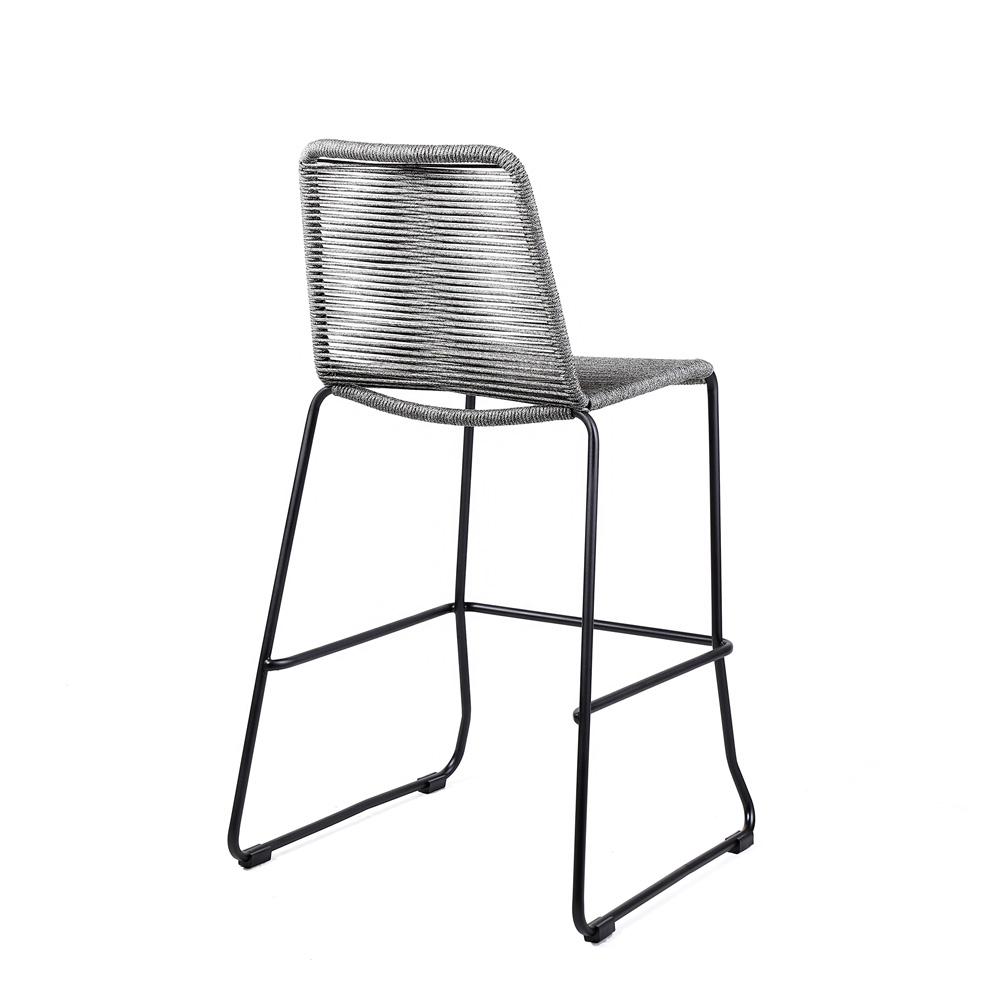 Armen Living - Shasta 30in Outdoor Metal and Gray Rope Stackable Barstool - (Set of 2) - LCSTBABLGRY30 veiw 3