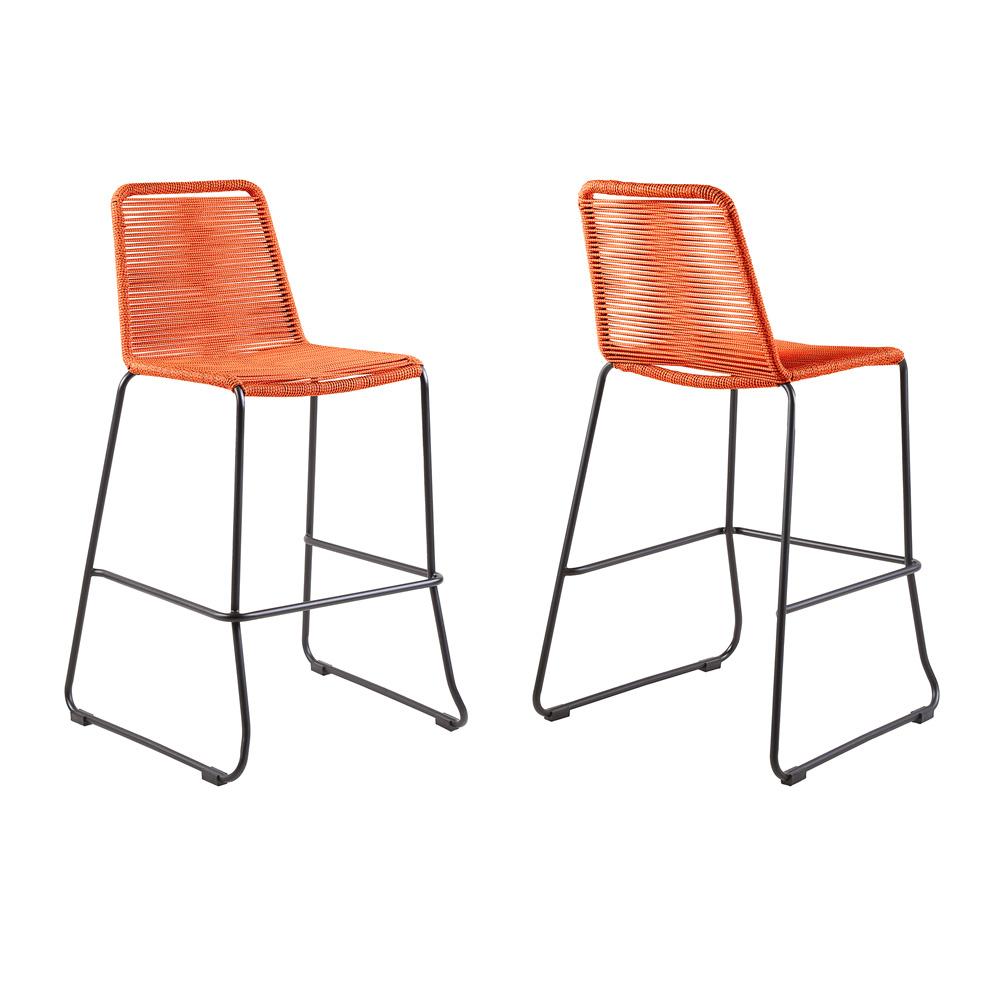 Armen Living - Shasta 30in Outdoor Metal and Tangerine Rope Stackable Barstool - (Set of 2) - LCSTBABLTNG30 veiw 1