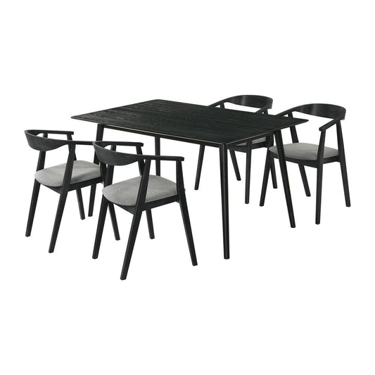 Armen Living - Westmont Santana 5 Piece Black Wood Dining Table Set with Charcoal Fabric - SETSAWE5BLK veiw 1