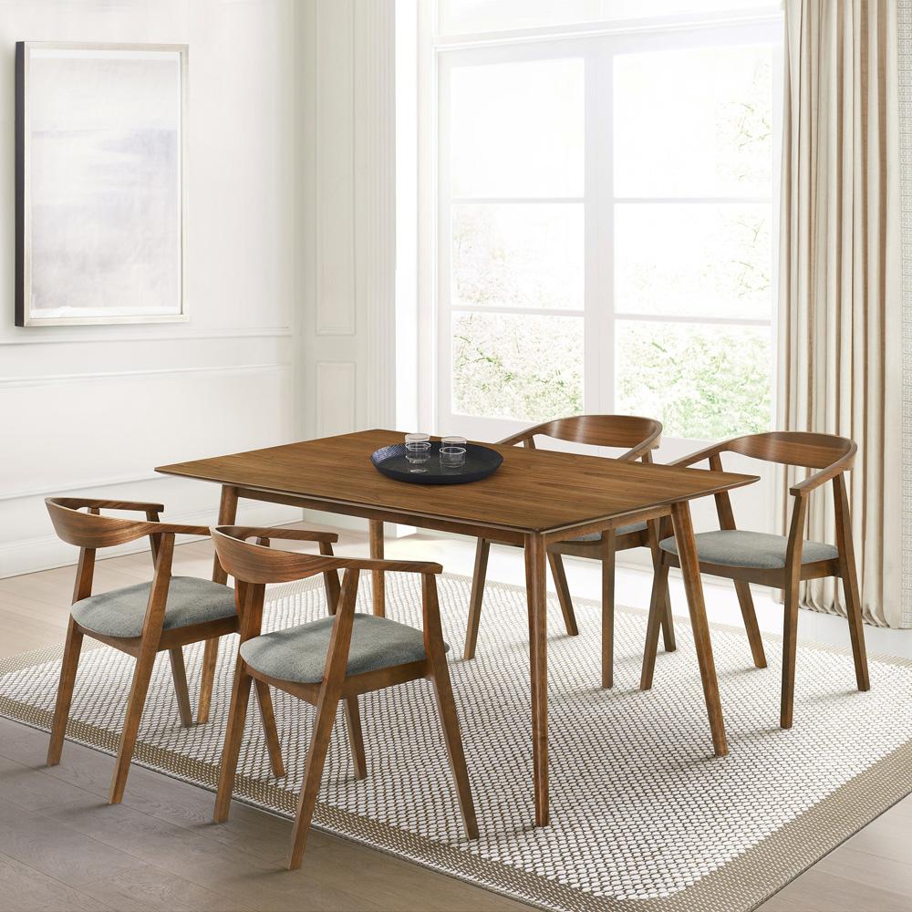 Armen Living - Westmont Santana 5 Piece Walnut Wood Dining Table Set with Charcoal Fabric - SETSAWEWAL5CH veiw 7