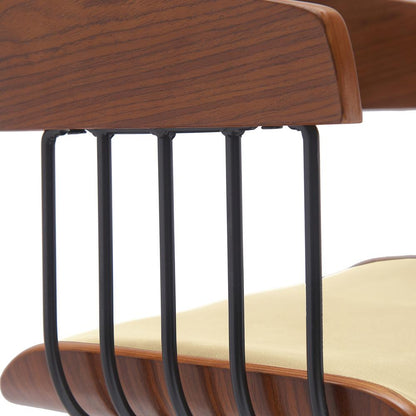 Armen Living - Athena 27in Swivel Walnut Wood Counter Stool in Cream Faux Leather with Black Metal - LCATBAWACR26 veiw 5