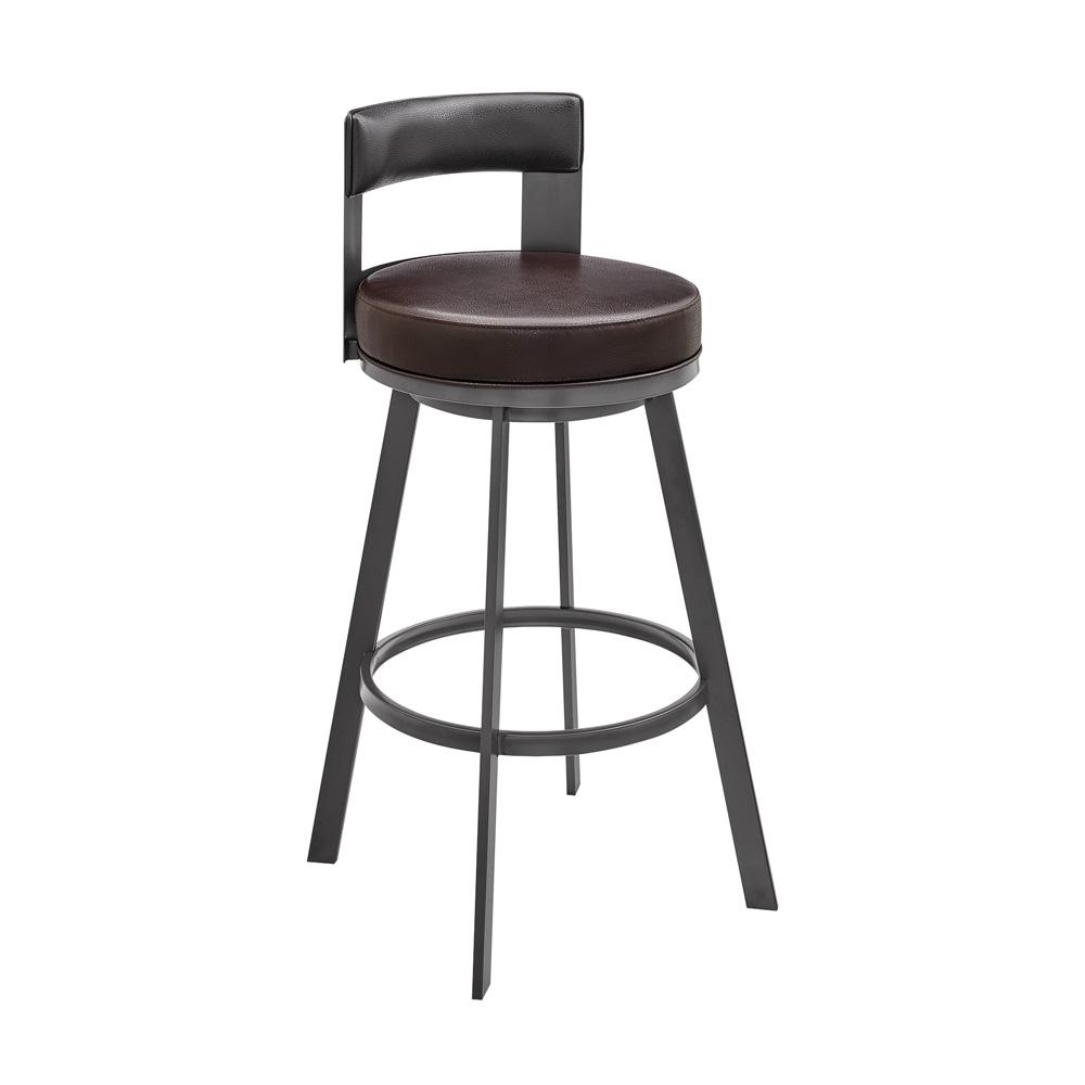 Armen Living - Flynn 26in Swivel Counter Stool in Brown Metal with Brown Faux Leather - LCFLBAJVCHO26 veiw 1
