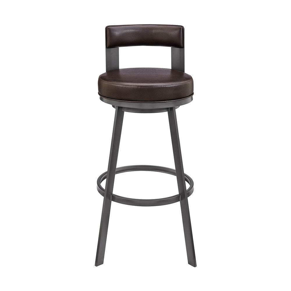 Armen Living - Flynn 26in Swivel Counter Stool in Brown Metal with Brown Faux Leather - LCFLBAJVCHO26 veiw 2