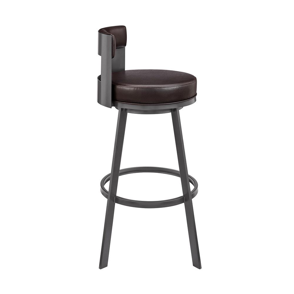 Armen Living - Flynn 26in Swivel Counter Stool in Brown Metal with Brown Faux Leather - LCFLBAJVCHO26 veiw 3
