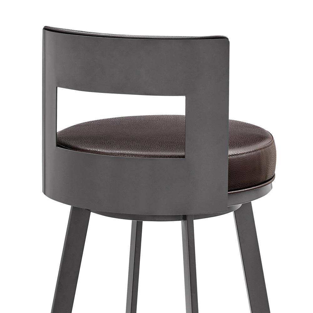 Armen Living - Flynn 26in Swivel Counter Stool in Brown Metal with Brown Faux Leather - LCFLBAJVCHO26 veiw 5