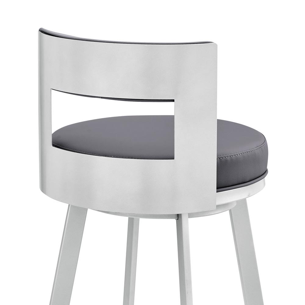 Armen Living - Flynn 26in Swivel Counter Stool in Silver Metal with Gray Faux Leather - LCFLBASLSLGRY26 veiw 5