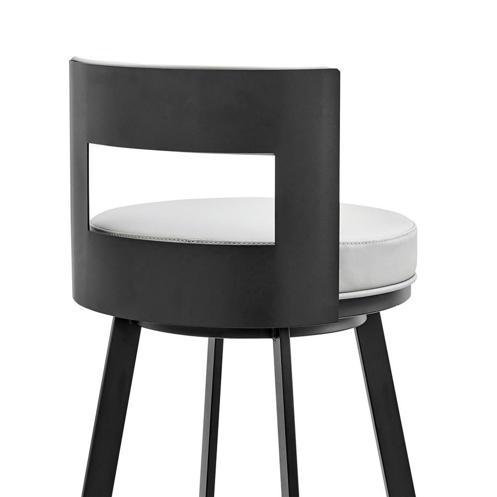 Armen Living - Flynn 26in Swivel Counter Stool in Black Metal with Light Gray Faux Leather - LCFLBABLKLGRY26 veiw 5