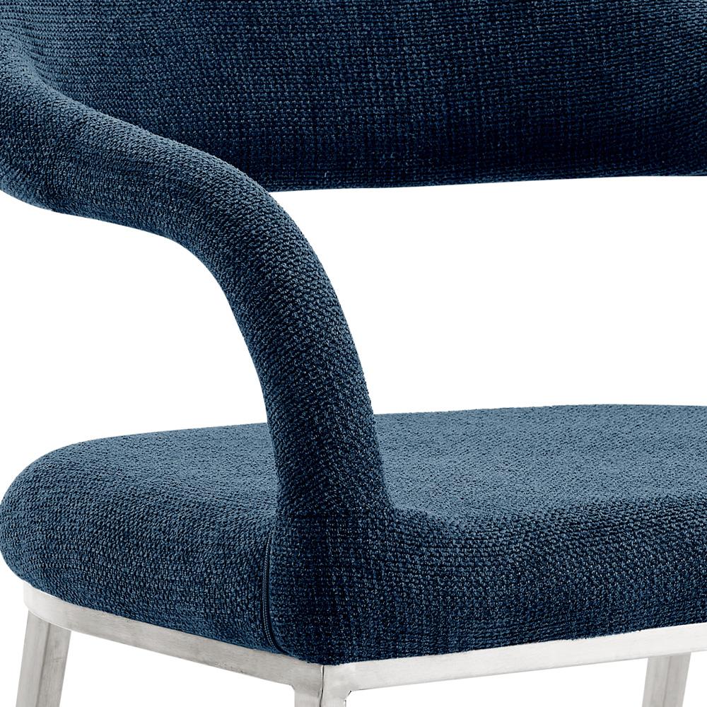 Armen Living - Morgan Upholstered Dining Chair with Brushed Stainless Steel and Blue Fabric - (Set of 2) - LCMOSIBSBLU veiw 5