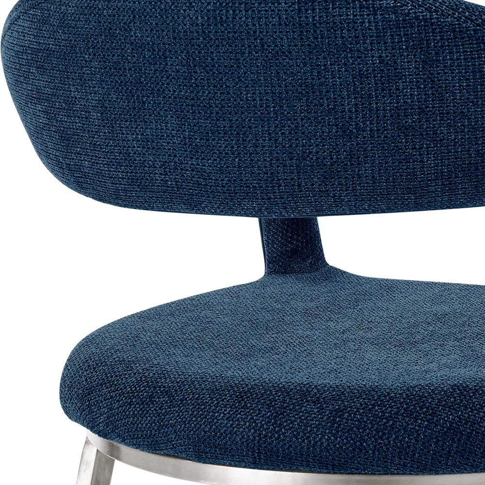 Armen Living - Morgan Upholstered Dining Chair with Brushed Stainless Steel and Blue Fabric - (Set of 2) - LCMOSIBSBLU veiw 6