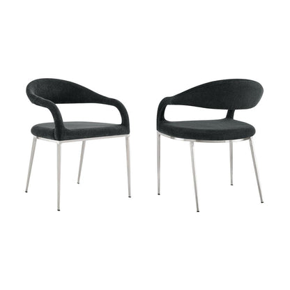 Armen Living - Morgan Upholstered Dining Chair with Brushed Stainless Steel and Charcoal Fabric - (Set of 2) - LCMOSIBSCH veiw 1