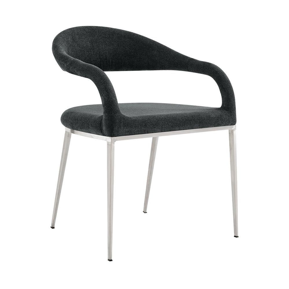 Armen Living - Morgan Upholstered Dining Chair with Brushed Stainless Steel and Charcoal Fabric - (Set of 2) - LCMOSIBSCH veiw 2
