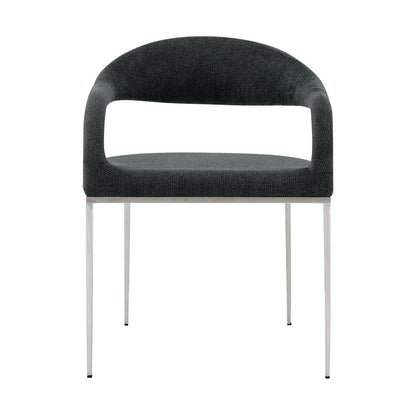 Armen Living - Morgan Upholstered Dining Chair with Brushed Stainless Steel and Charcoal Fabric - (Set of 2) - LCMOSIBSCH veiw 3