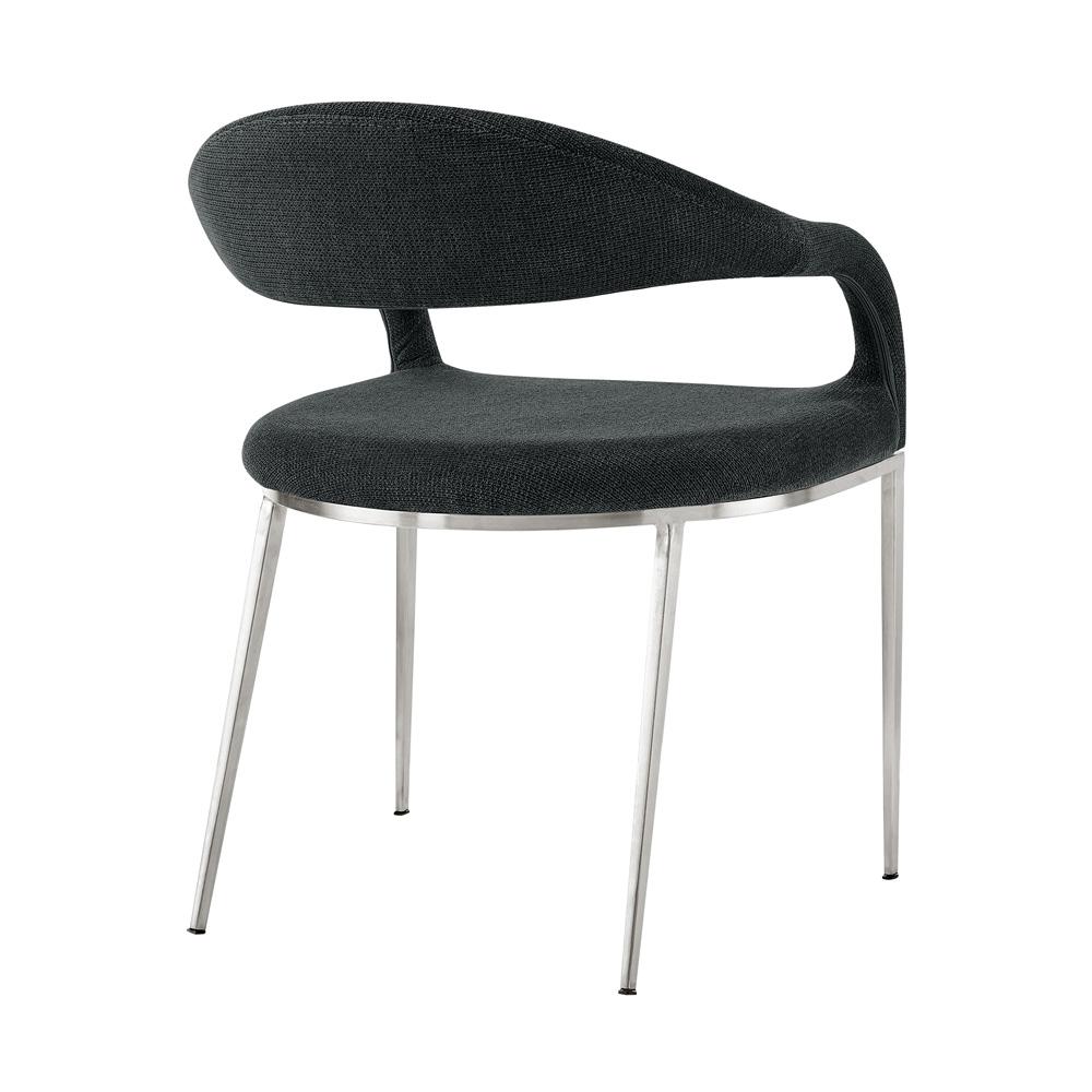 Armen Living - Morgan Upholstered Dining Chair with Brushed Stainless Steel and Charcoal Fabric - (Set of 2) - LCMOSIBSCH veiw 4