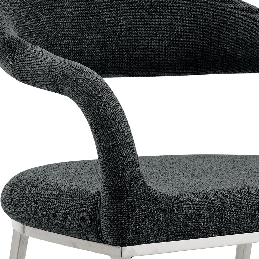 Armen Living - Morgan Upholstered Dining Chair with Brushed Stainless Steel and Charcoal Fabric - (Set of 2) - LCMOSIBSCH veiw 5