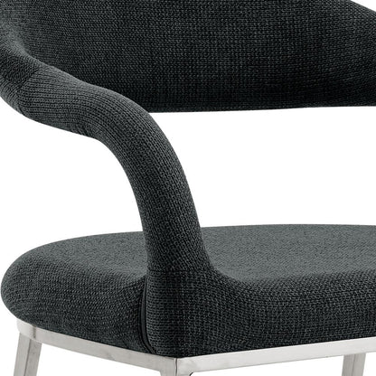 Armen Living - Morgan Upholstered Dining Chair with Brushed Stainless Steel and Charcoal Fabric - (Set of 2) - LCMOSIBSCH veiw 5