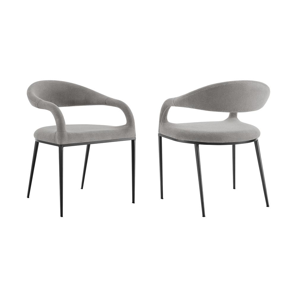 Armen Living - Morgan Upholstered Dining Chair with Matte Black Iron and Light Gray Fabric - (Set of 2) - LCMOSIBLKLGRY veiw 1