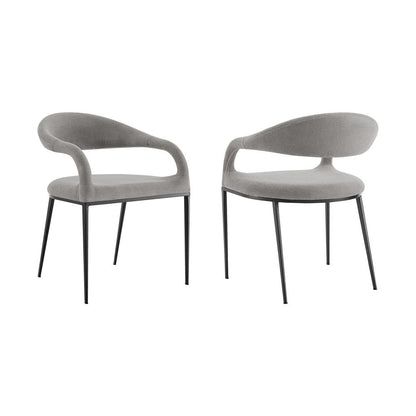 Armen Living - Morgan Upholstered Dining Chair with Matte Black Iron and Light Gray Fabric - (Set of 2) - LCMOSIBLKLGRY veiw 1