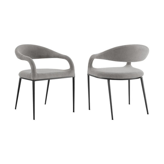 Armen Living - Morgan Upholstered Dining Chair with Matte Black Iron and Light Gray Fabric - (Set of 2) - LCMOSIBLKLGRY veiw 1