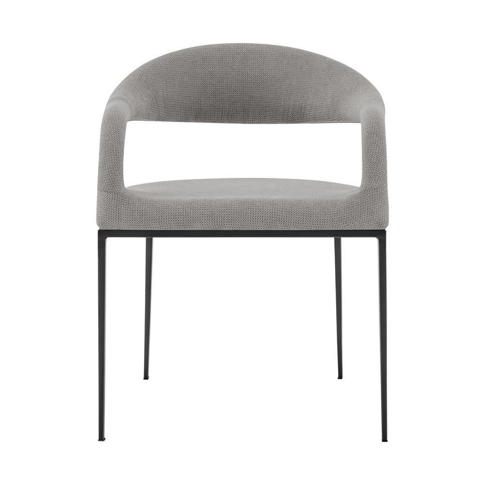 Armen Living - Morgan Upholstered Dining Chair with Matte Black Iron and Light Gray Fabric - (Set of 2) - LCMOSIBLKLGRY veiw 3
