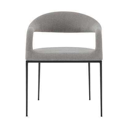Armen Living - Morgan Upholstered Dining Chair with Matte Black Iron and Light Gray Fabric - (Set of 2) - LCMOSIBLKLGRY veiw 3