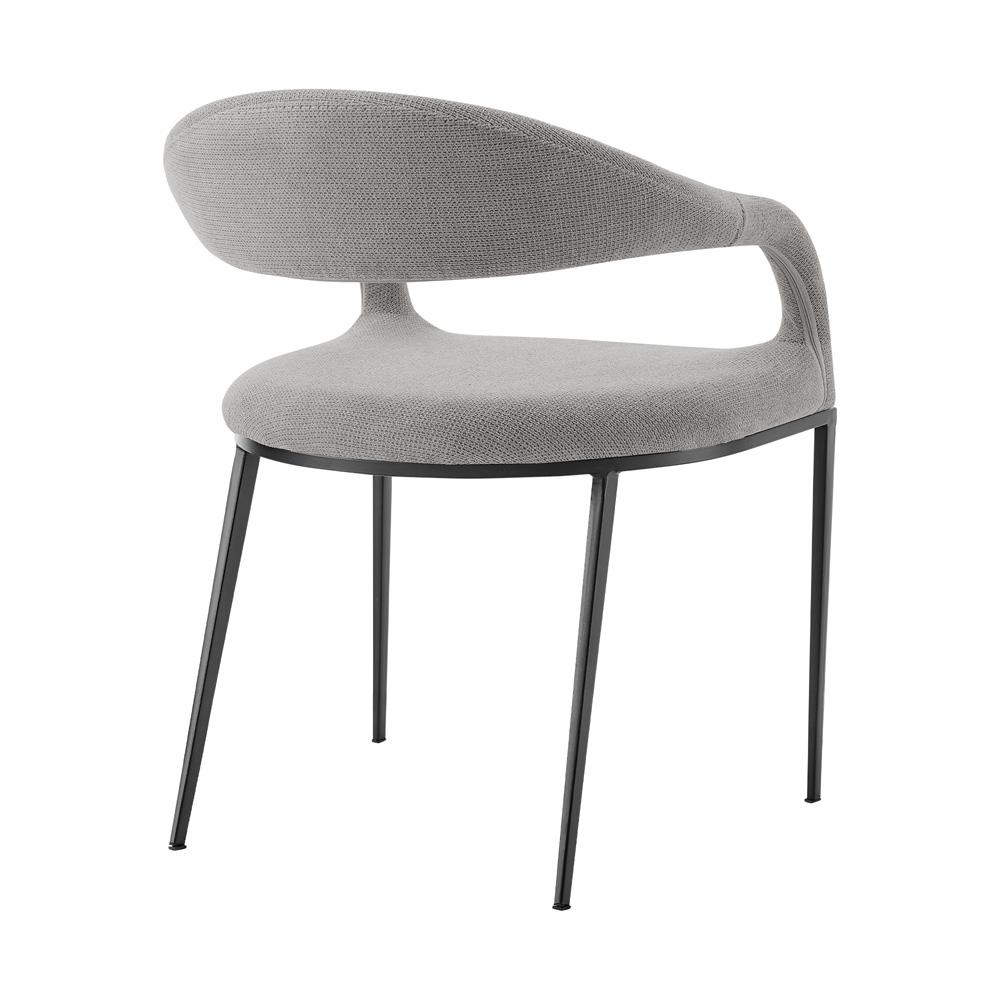 Armen Living - Morgan Upholstered Dining Chair with Matte Black Iron and Light Gray Fabric - (Set of 2) - LCMOSIBLKLGRY veiw 4