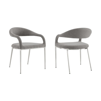 Armen Living - Morgan Upholstered Dining Chair with Brushed Stainless Steel and Light Gray Fabric - (Set of 2) - LCMOSIBSLGRY veiw 1