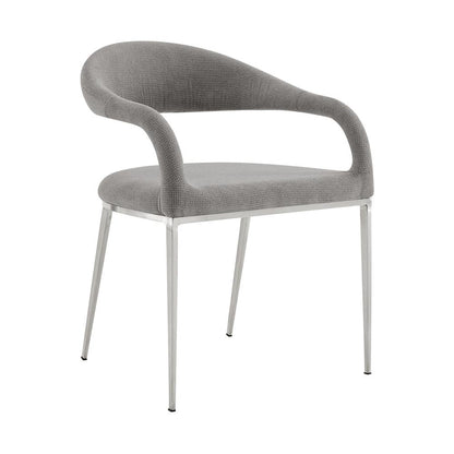 Armen Living - Morgan Upholstered Dining Chair with Brushed Stainless Steel and Light Gray Fabric - (Set of 2) - LCMOSIBSLGRY veiw 2