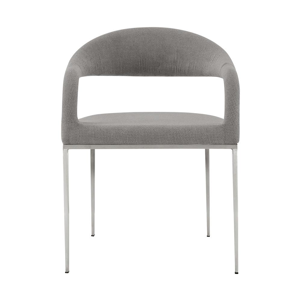 Armen Living - Morgan Upholstered Dining Chair with Brushed Stainless Steel and Light Gray Fabric - (Set of 2) - LCMOSIBSLGRY veiw 3