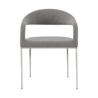 Armen Living - Morgan Upholstered Dining Chair with Brushed Stainless Steel and Light Gray Fabric - (Set of 2) - LCMOSIBSLGRY veiw 3
