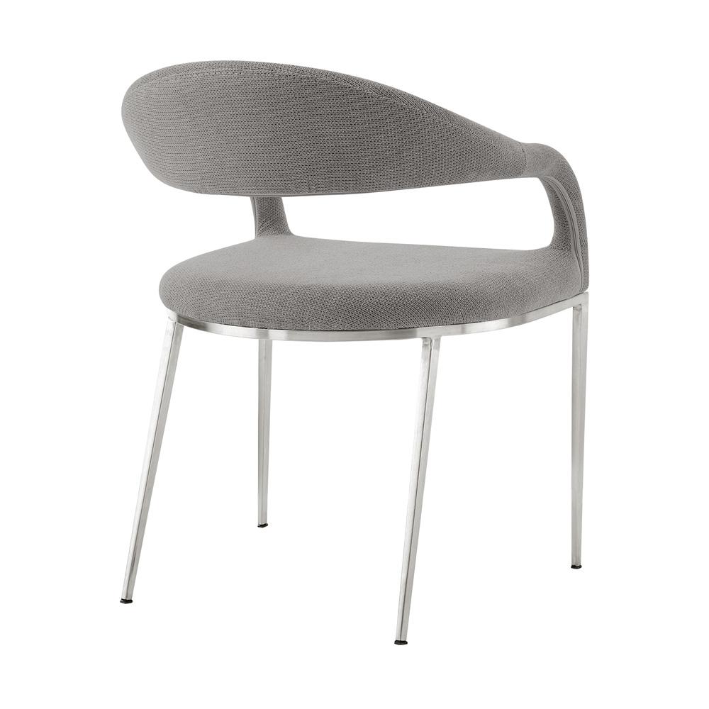 Armen Living - Morgan Upholstered Dining Chair with Brushed Stainless Steel and Light Gray Fabric - (Set of 2) - LCMOSIBSLGRY veiw 4
