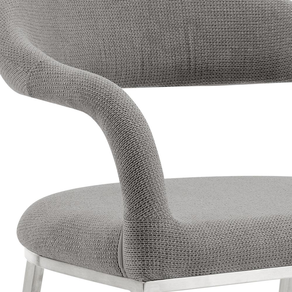 Armen Living - Morgan Upholstered Dining Chair with Brushed Stainless Steel and Light Gray Fabric - (Set of 2) - LCMOSIBSLGRY veiw 6