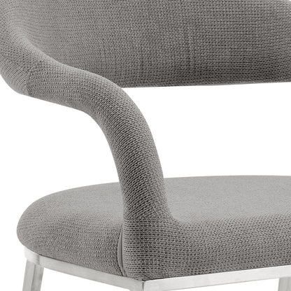 Armen Living - Morgan Upholstered Dining Chair with Brushed Stainless Steel and Light Gray Fabric - (Set of 2) - LCMOSIBSLGRY veiw 6