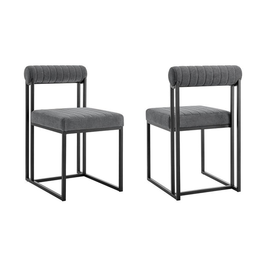 Armen Living - Anastasia Dining Chair with Matte Black Iron and Anchor Gray Fabric - (Set of 2) - LCANSIBLKAGRY veiw 1