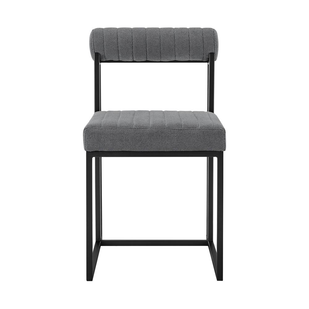 Armen Living - Anastasia Dining Chair with Matte Black Iron and Anchor Gray Fabric - (Set of 2) - LCANSIBLKAGRY veiw 3