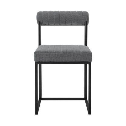 Armen Living - Anastasia Dining Chair with Matte Black Iron and Anchor Gray Fabric - (Set of 2) - LCANSIBLKAGRY veiw 3