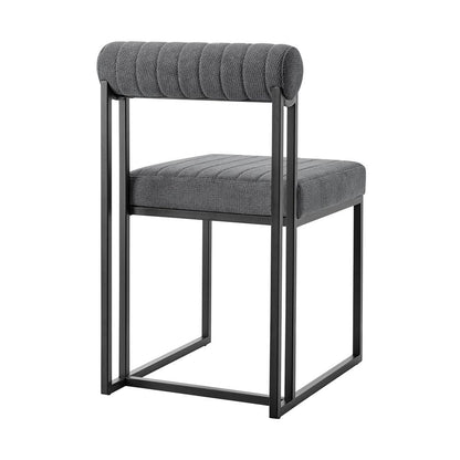 Armen Living - Anastasia Dining Chair with Matte Black Iron and Anchor Gray Fabric - (Set of 2) - LCANSIBLKAGRY veiw 4