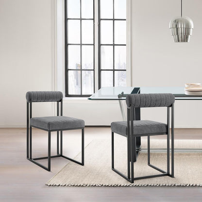 Armen Living - Anastasia Dining Chair with Matte Black Iron and Anchor Gray Fabric - (Set of 2) - LCANSIBLKAGRY veiw 7