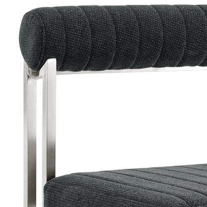 Armen Living - Anastasia Dining Chair with Brushed Stainless Steel and Charcoal Fabric - (Set of 2) - LCANSIBSCH veiw 5