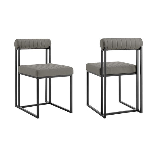 Armen Living - Anastasia Dining Chair with Matte Black Iron and Light Gray Faux Leather - (Set of 2) - LCANSIBLKPGRY veiw 1