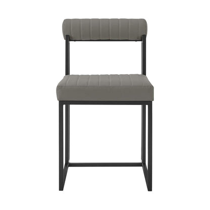 Armen Living - Anastasia Dining Chair with Matte Black Iron and Light Gray Faux Leather - (Set of 2) - LCANSIBLKPGRY veiw 3