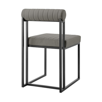 Armen Living - Anastasia Dining Chair with Matte Black Iron and Light Gray Faux Leather - (Set of 2) - LCANSIBLKPGRY veiw 4