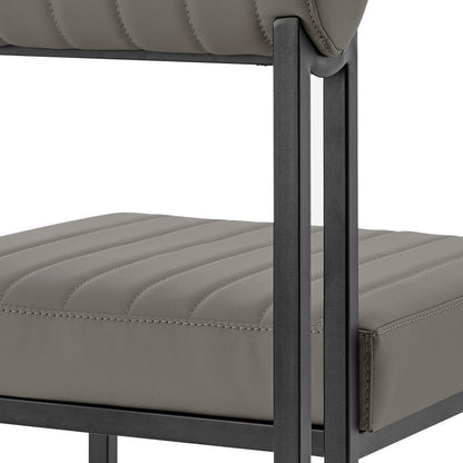 Armen Living - Anastasia Dining Chair with Matte Black Iron and Light Gray Faux Leather - (Set of 2) - LCANSIBLKPGRY veiw 6