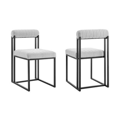 Armen Living - Anastasia Dining Chair with Matte Black Iron and Light Gray Fabric - (Set of 2) - LCANSIBLKLGRY veiw 1