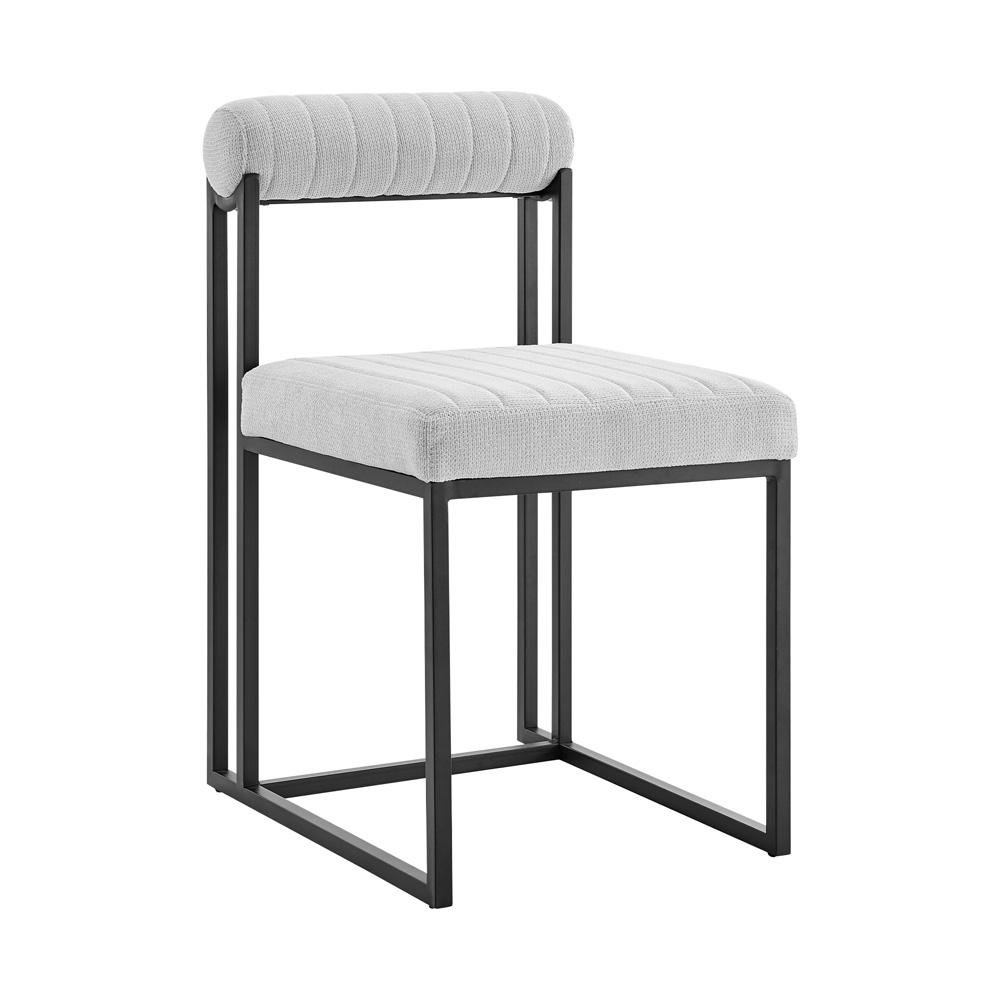 Armen Living - Anastasia Dining Chair with Matte Black Iron and Light Gray Fabric - (Set of 2) - LCANSIBLKLGRY veiw 2