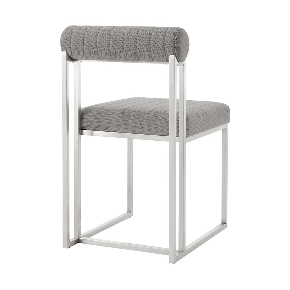 Armen Living - Anastasia Dining Chair with Brushed Stainless Steel and Light Gray Fabric - (Set of 2) - LCANSIBSLGRY veiw 4