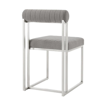 Armen Living - Anastasia Dining Chair with Brushed Stainless Steel and Light Gray Fabric - (Set of 2) - LCANSIBSLGRY veiw 4