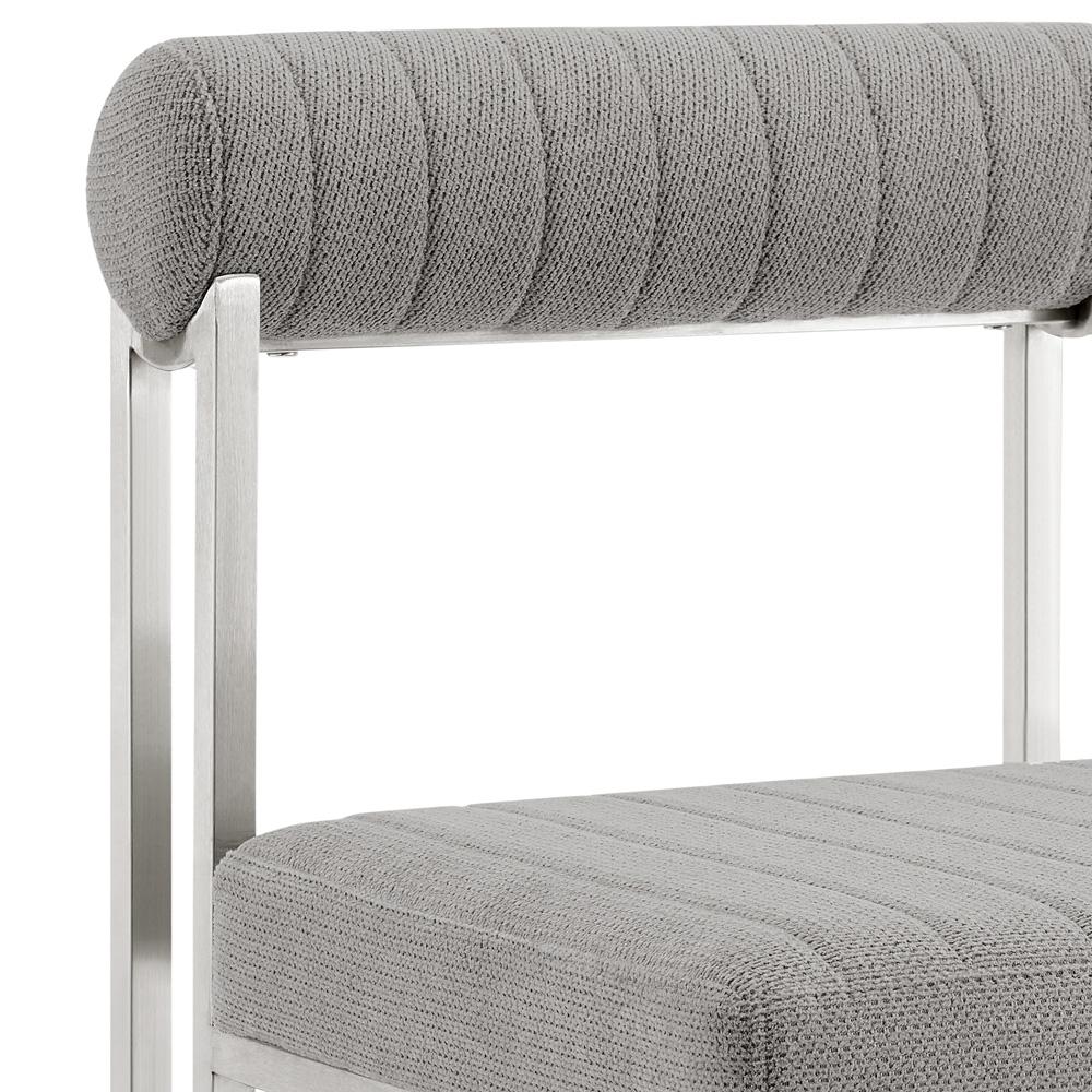 Armen Living - Anastasia Dining Chair with Brushed Stainless Steel and Light Gray Fabric - (Set of 2) - LCANSIBSLGRY veiw 5
