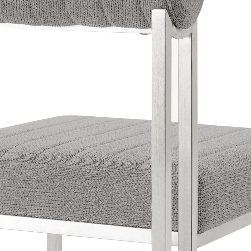 Armen Living - Anastasia Dining Chair with Brushed Stainless Steel and Light Gray Fabric - (Set of 2) - LCANSIBSLGRY veiw 6