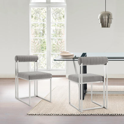 Armen Living - Anastasia Dining Chair with Brushed Stainless Steel and Light Gray Fabric - (Set of 2) - LCANSIBSLGRY veiw 7